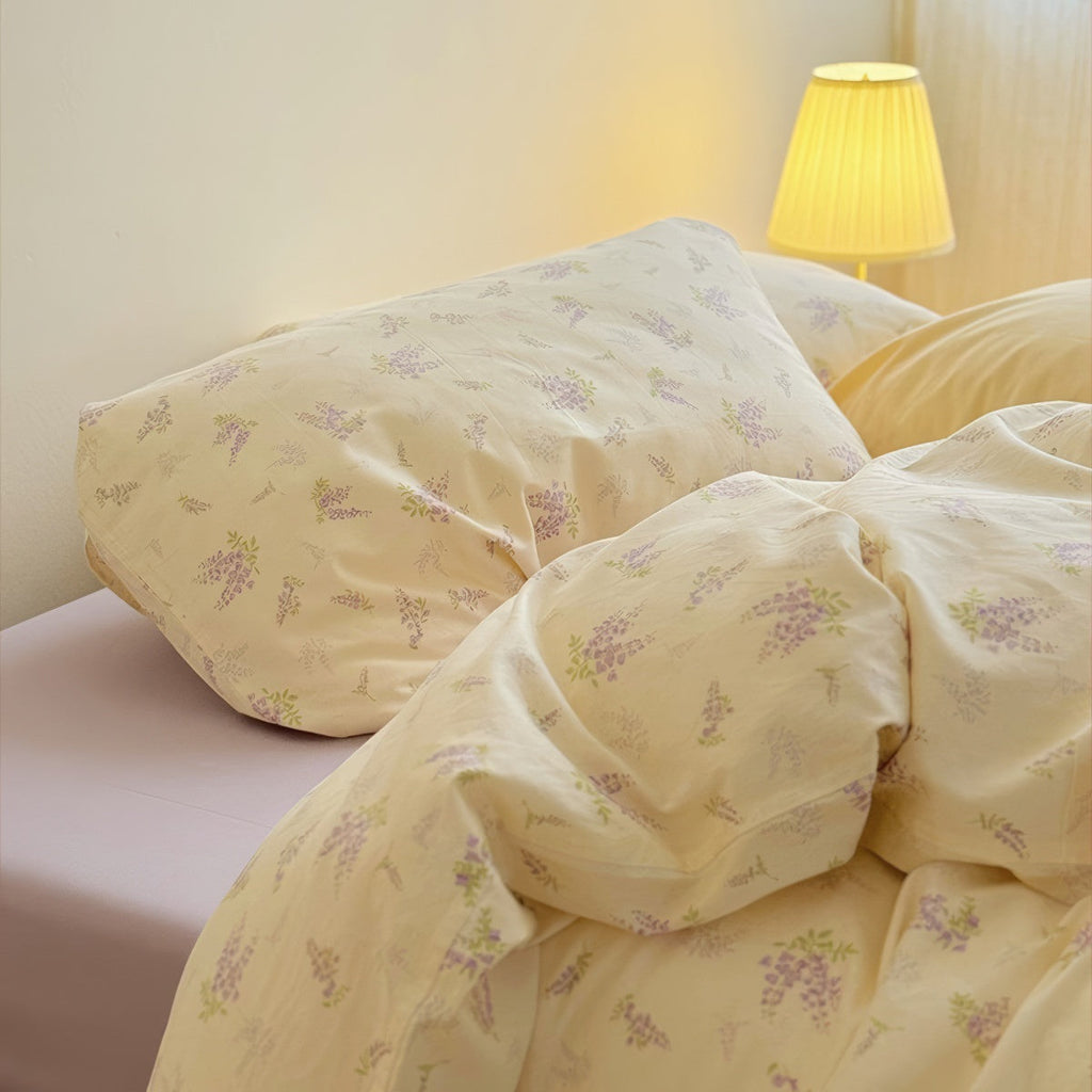 Lavender Bloom Floral Cotton Bedding Set