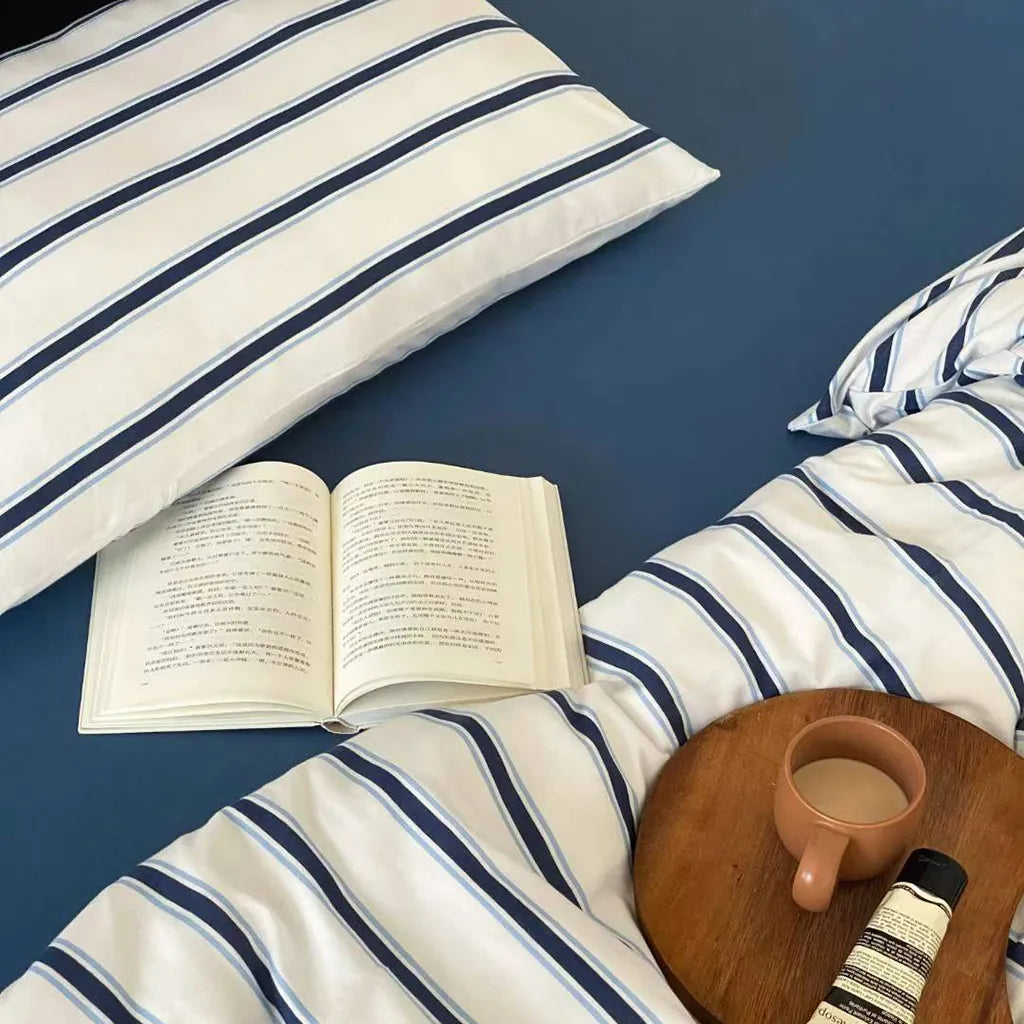 Ticking Stripe Jersey Bedding Set