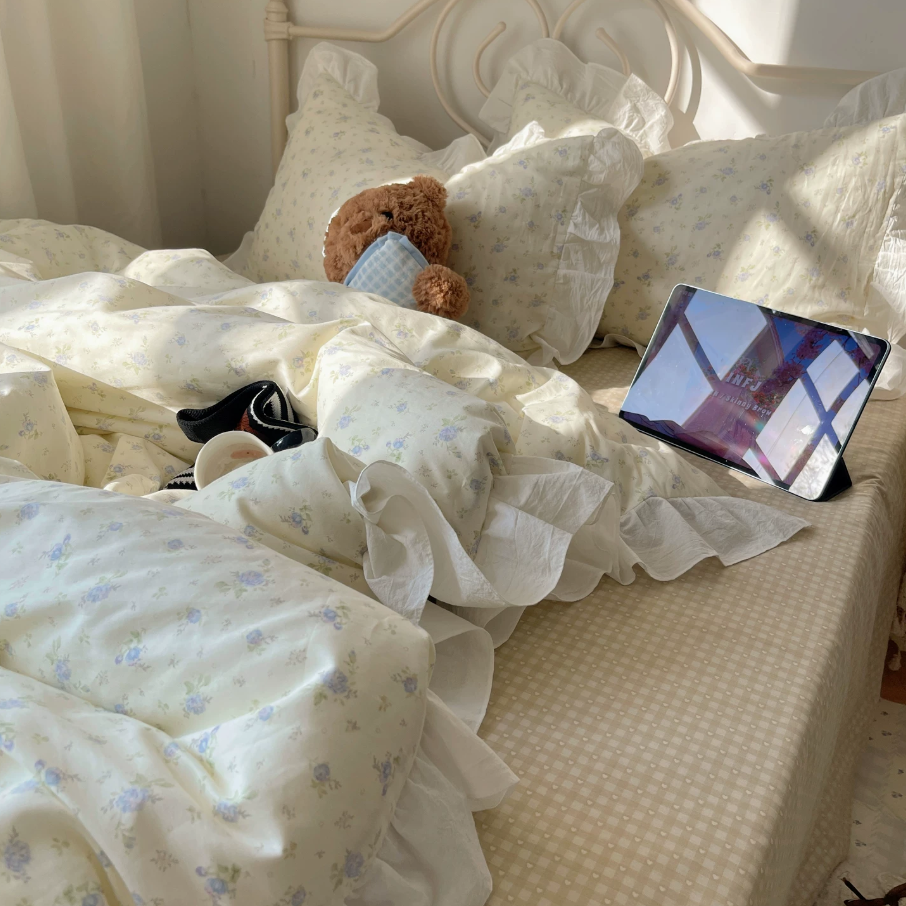 Roselle Floral Pure Cotton Ruffle Bedding Set G88