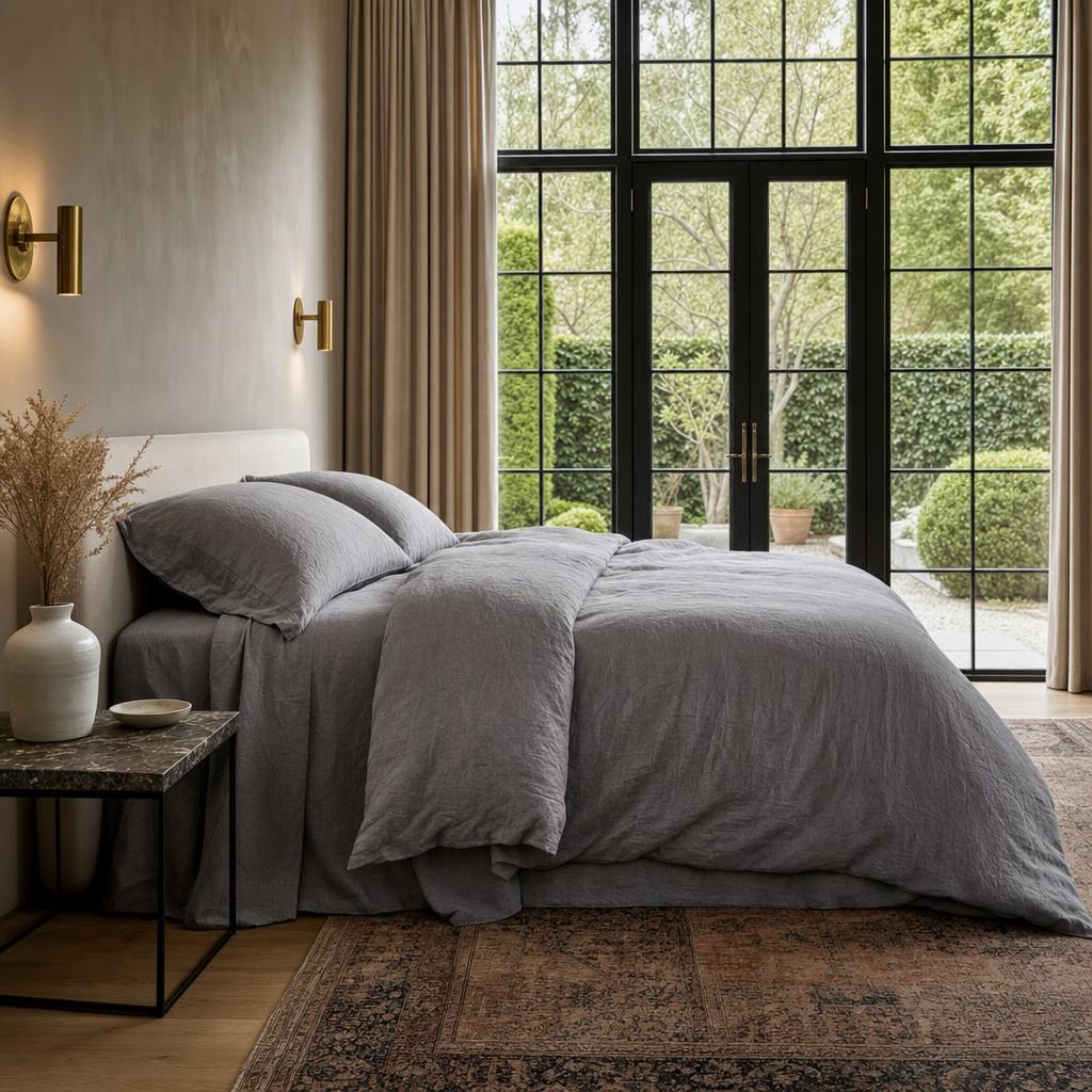 Cottara Washed Cotton Bedding Set Soft Breathable Bed Linen for Cozy Dorm and Home Use G65
