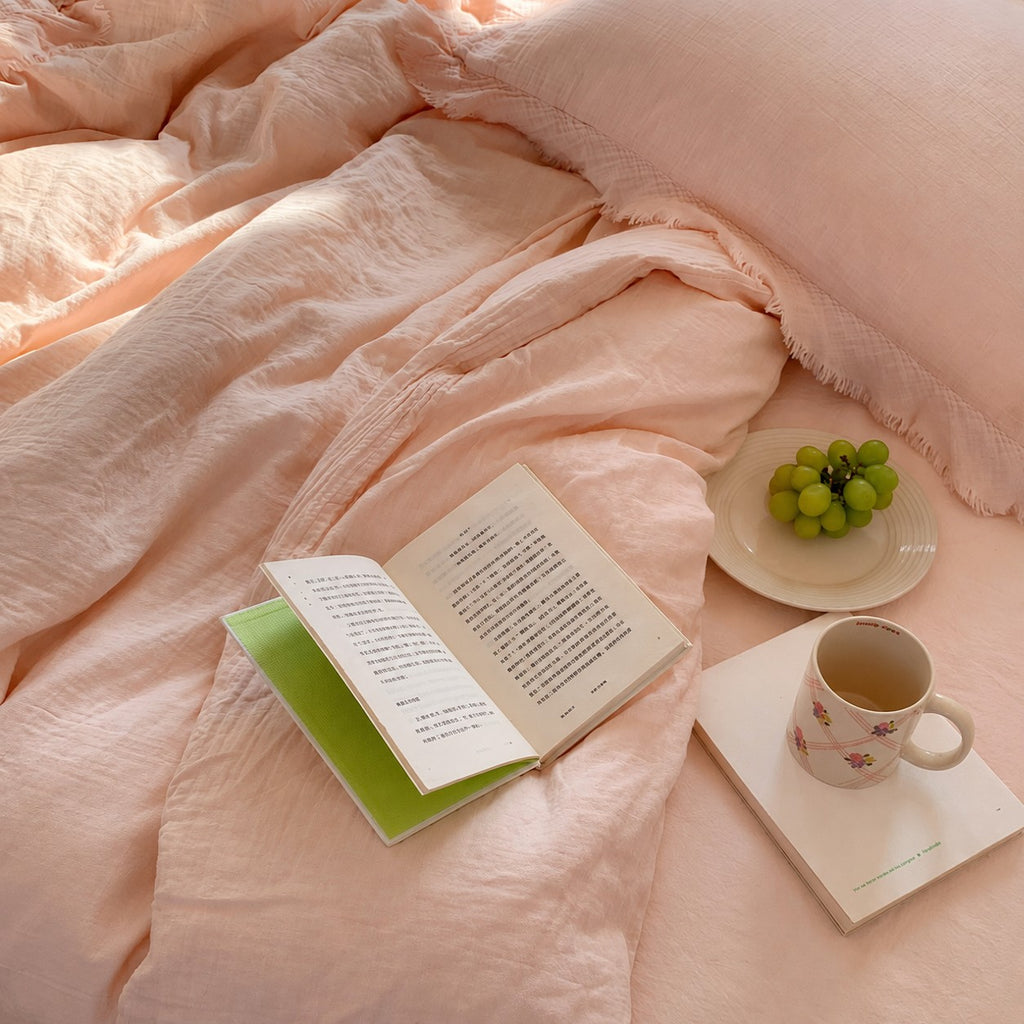 Roselle Pastel Color Ruffle Cotton Bedding Set G114