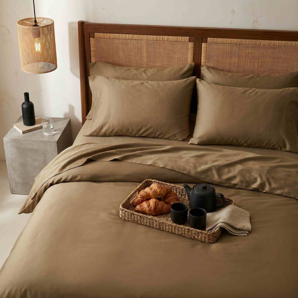 Qelune Bamboo Duvet Cover Set 鈥?Cooling Organic Bamboo Bedding in Elegant Walnut