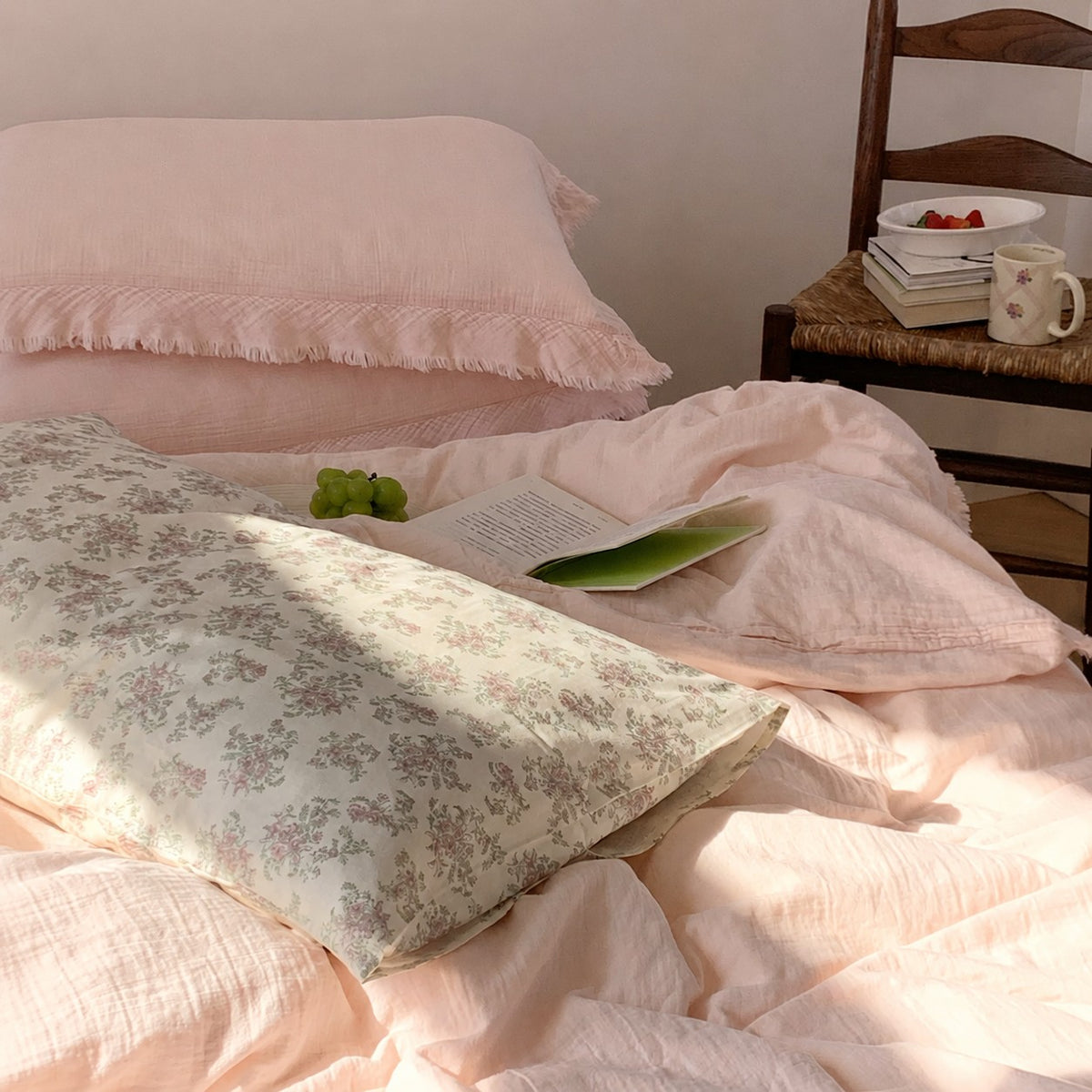 Roselle Pastel Color Ruffle Cotton Bedding Set G114