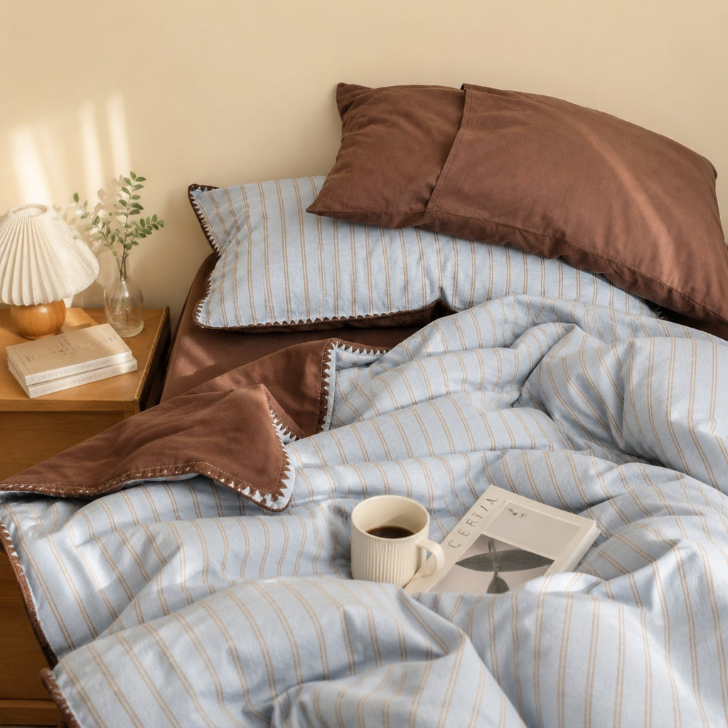 Vintora Soft Cotton Piped Stripe Bedding Set G96