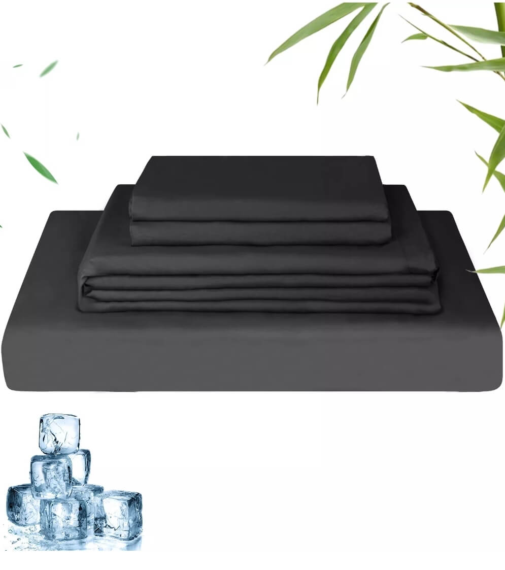 Bamboo Blend Bedsheet Set - Ultra Soft Microfiber Bedding Set (Jet Black)