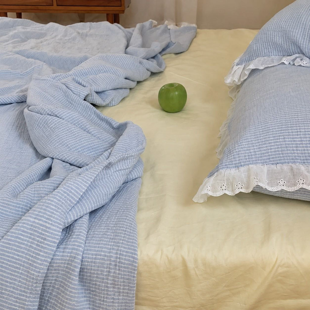 Roselle Simple Blue Bedding Set with Pure Cotton Sheets Suitable for Modern Homes G108