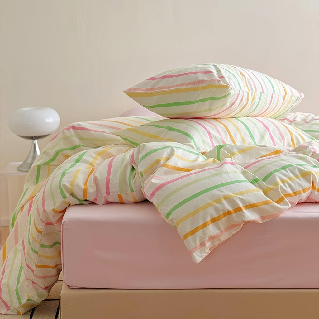 Colorful Pastel Stripes Bedding Set