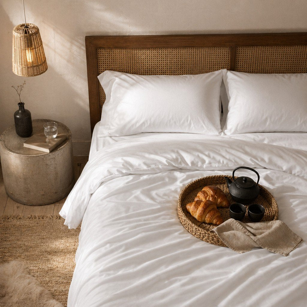 Qelune Bamboo Duvet Cover Set – Cooling Organic Bamboo Bedding in Soft White