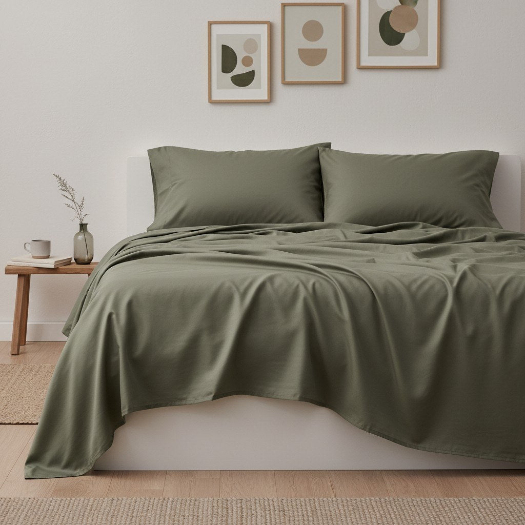 Qelune Bamboo Sheet Set 鈥?Cooling Organic Bamboo Bedding in Olive