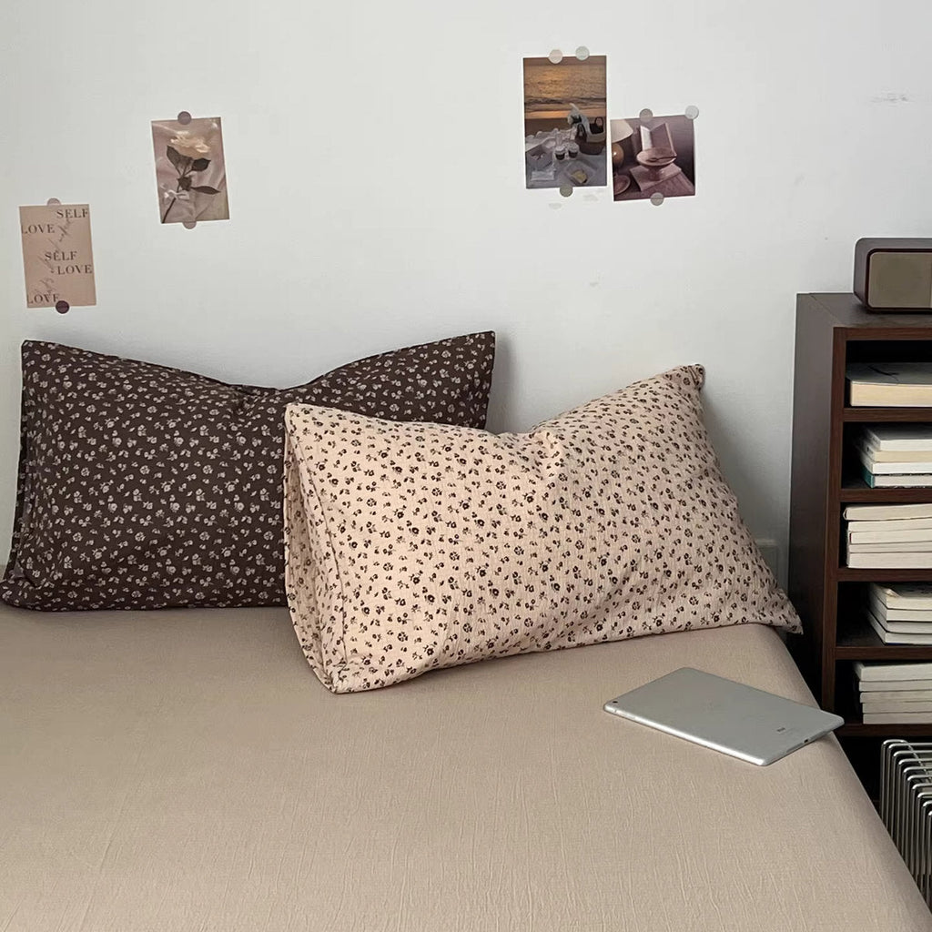 French Aesthetic Vintage Brown Flowers Bedding Set