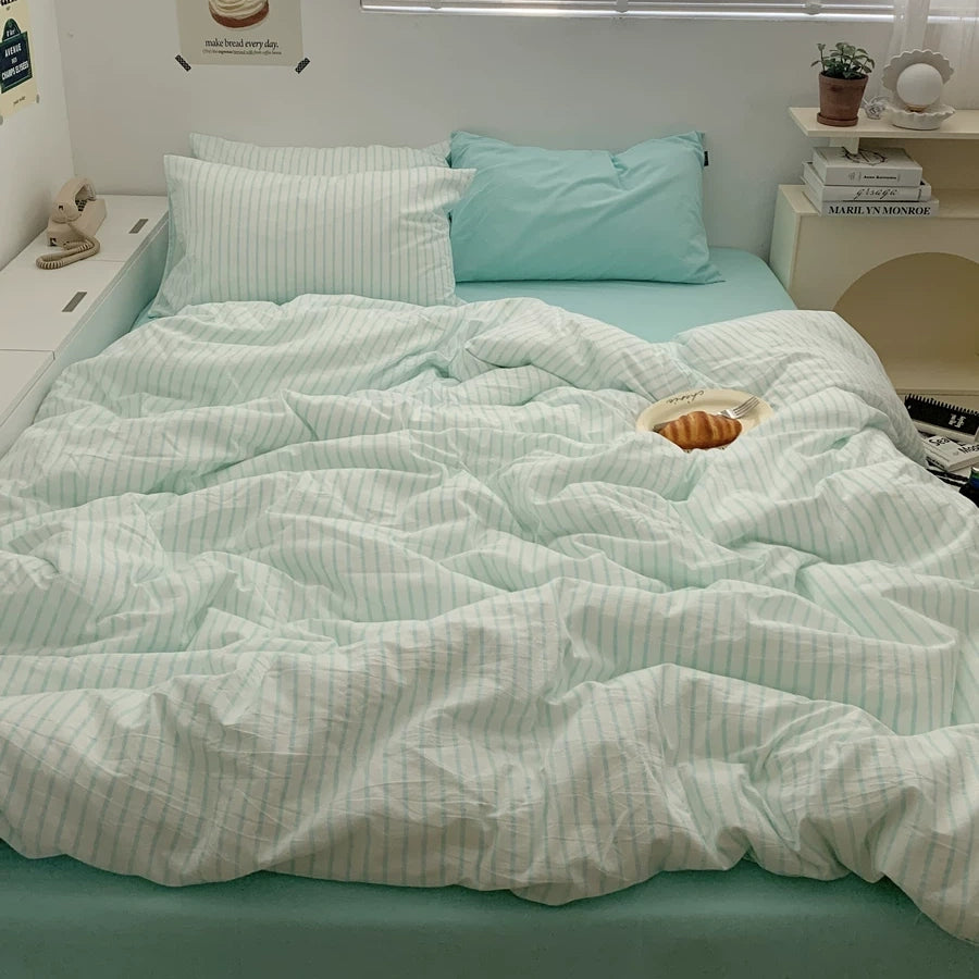 Vintora Soft Washed Cotton Stripe Bedding Set G91