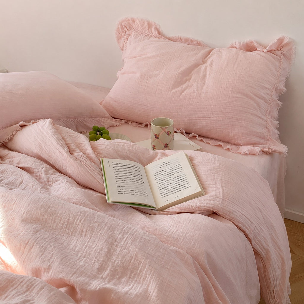 Roselle Pastel Color Ruffle Cotton Bedding Set G114