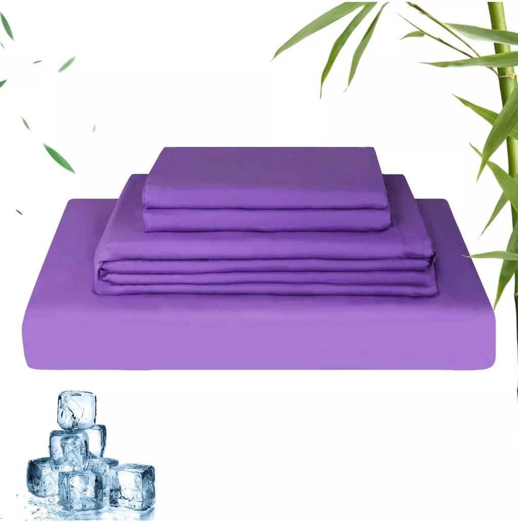 Bamboo Blend Bedsheet Set - Ultra Soft Microfiber Bedding Set (Purple)