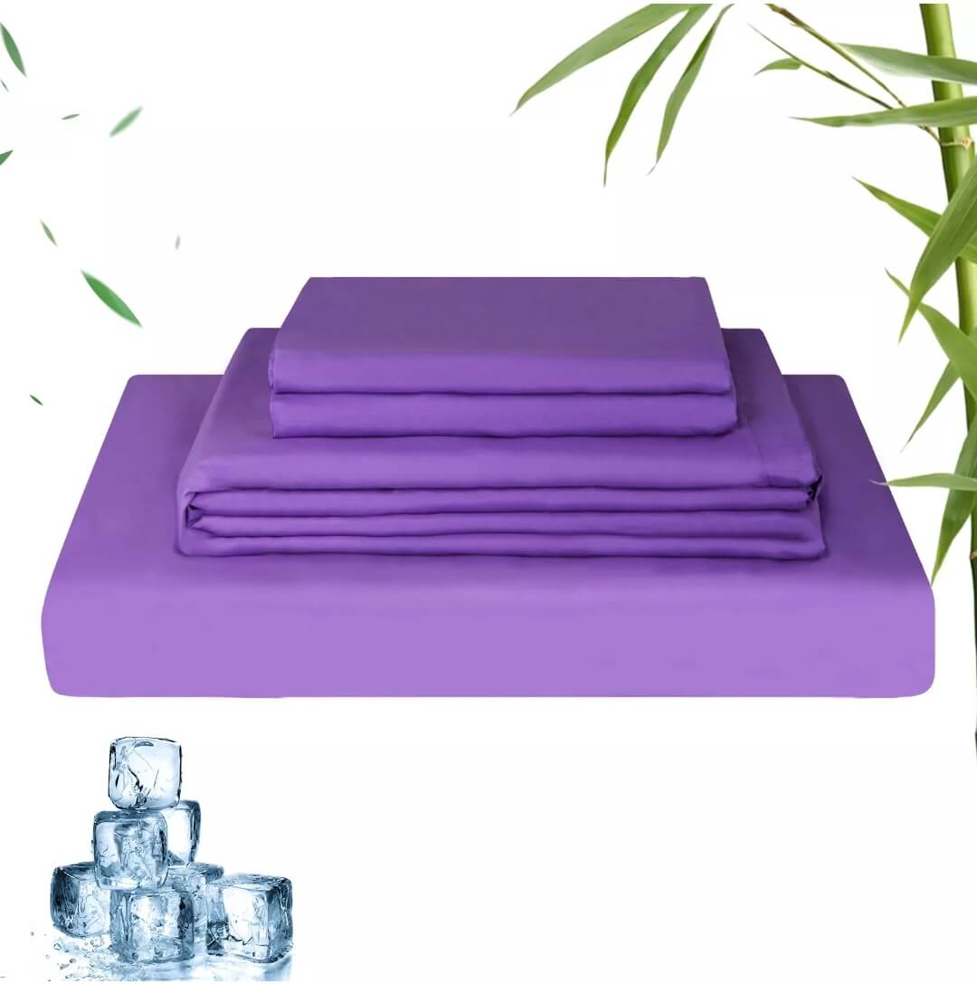 Bamboo Blend Bedsheet Set - Ultra Soft Microfiber Bedding Set (Purple)