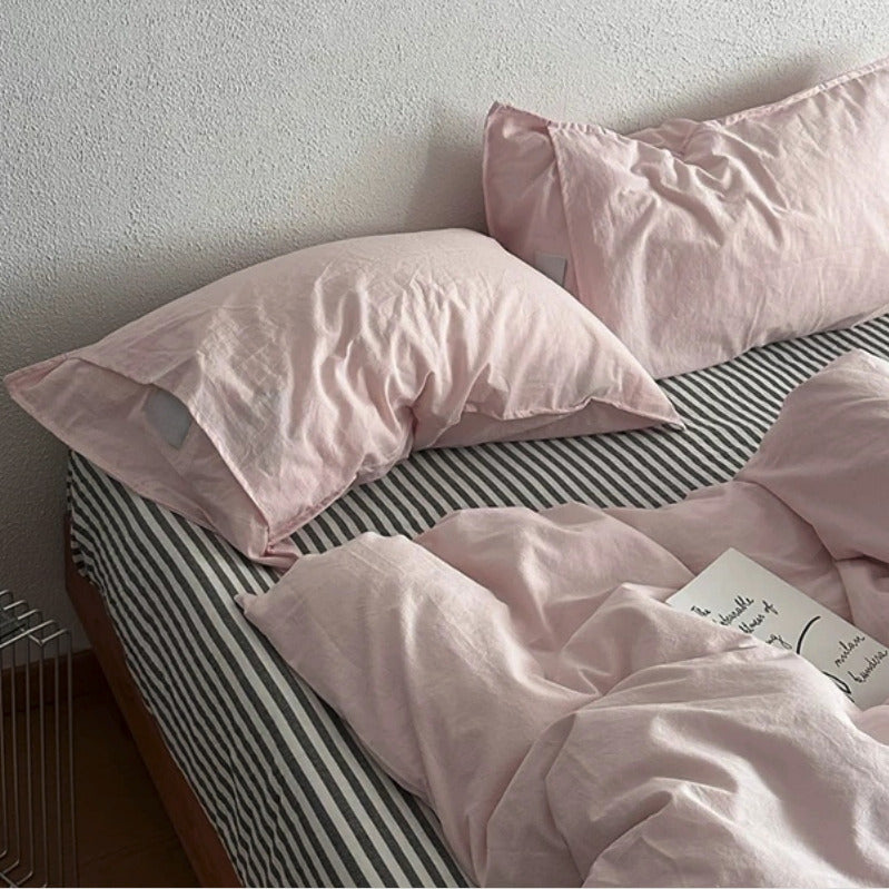 Vintora Blush Solid Pure Cotton Bedding Set for All Season Bedroom Decor G117