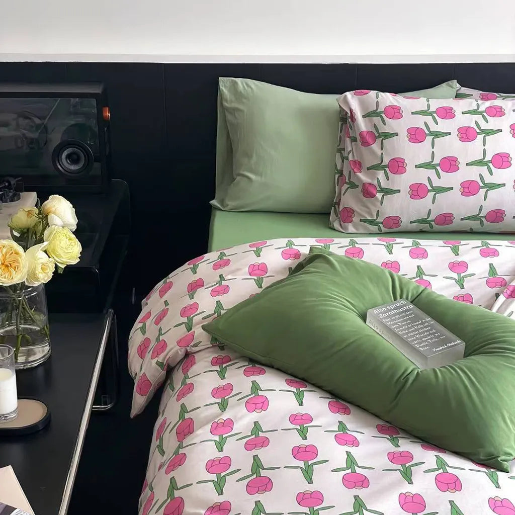 Pink Tulip Duvet Bedding Set