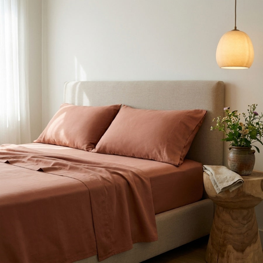 Qelune Bamboo Sheet Set 鈥?Cooling Organic Bamboo Bedding in Clay