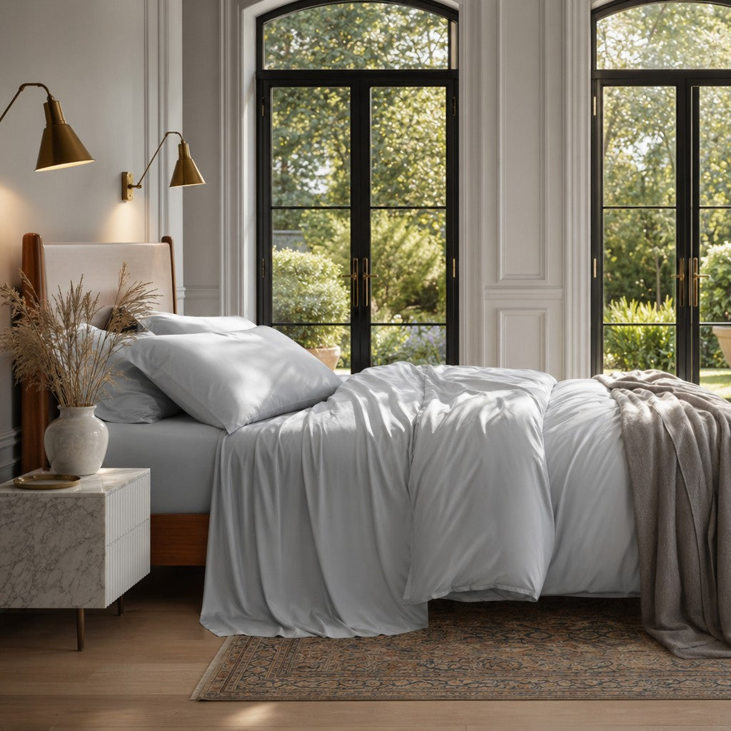 Qelune Bamboo Duvet Cover Set – Cooling Organic Bamboo Bedding in Mist