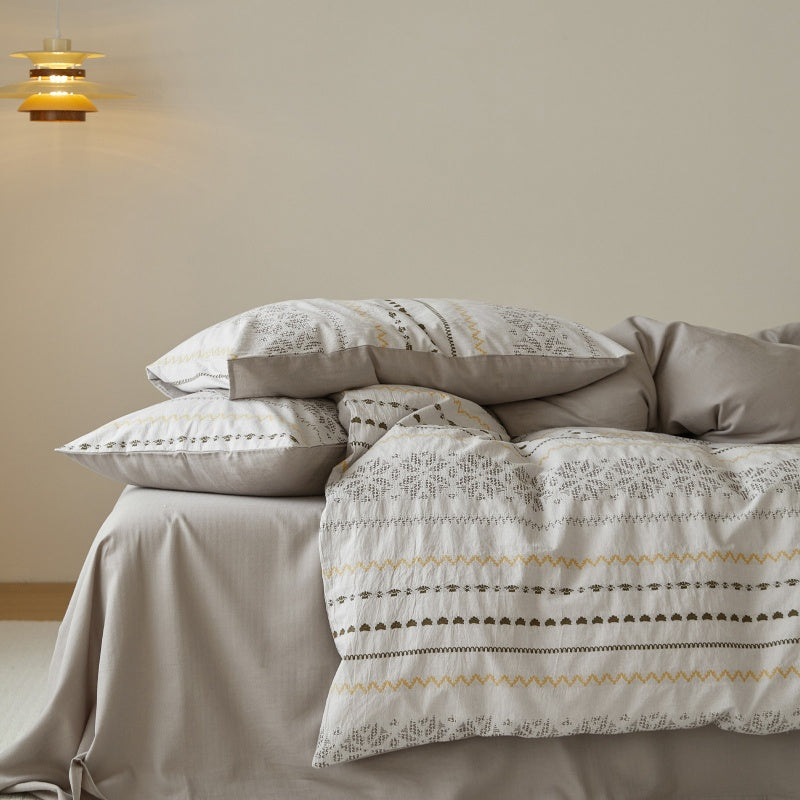 Vintora Boho Cotton Jacquard Bedding Set Tufted Duvet Set for All Season Bedroom Decor G69