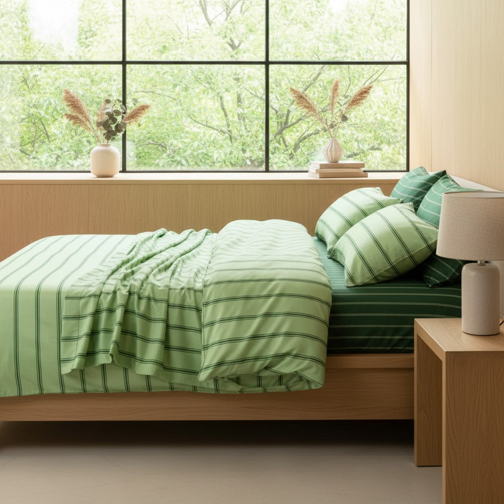 Qelune Cooling Bamboo Stripe Bedding Set