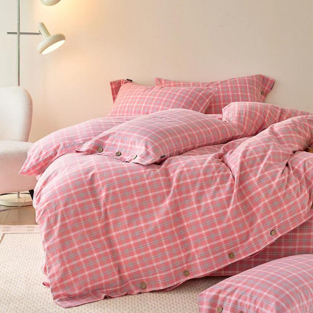 Gingham Bedding Set - Purple