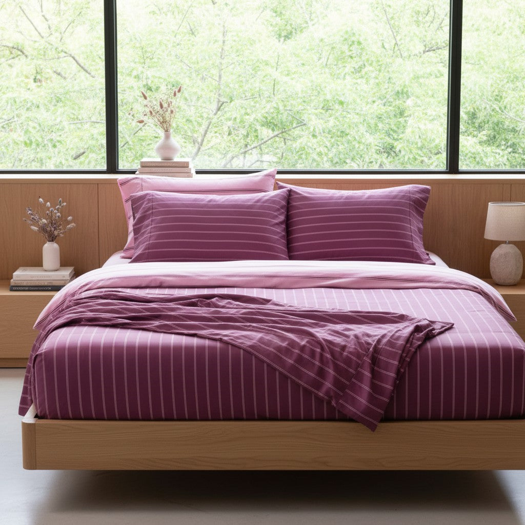 Qelune Cooling Bamboo Stripe Bedding Set