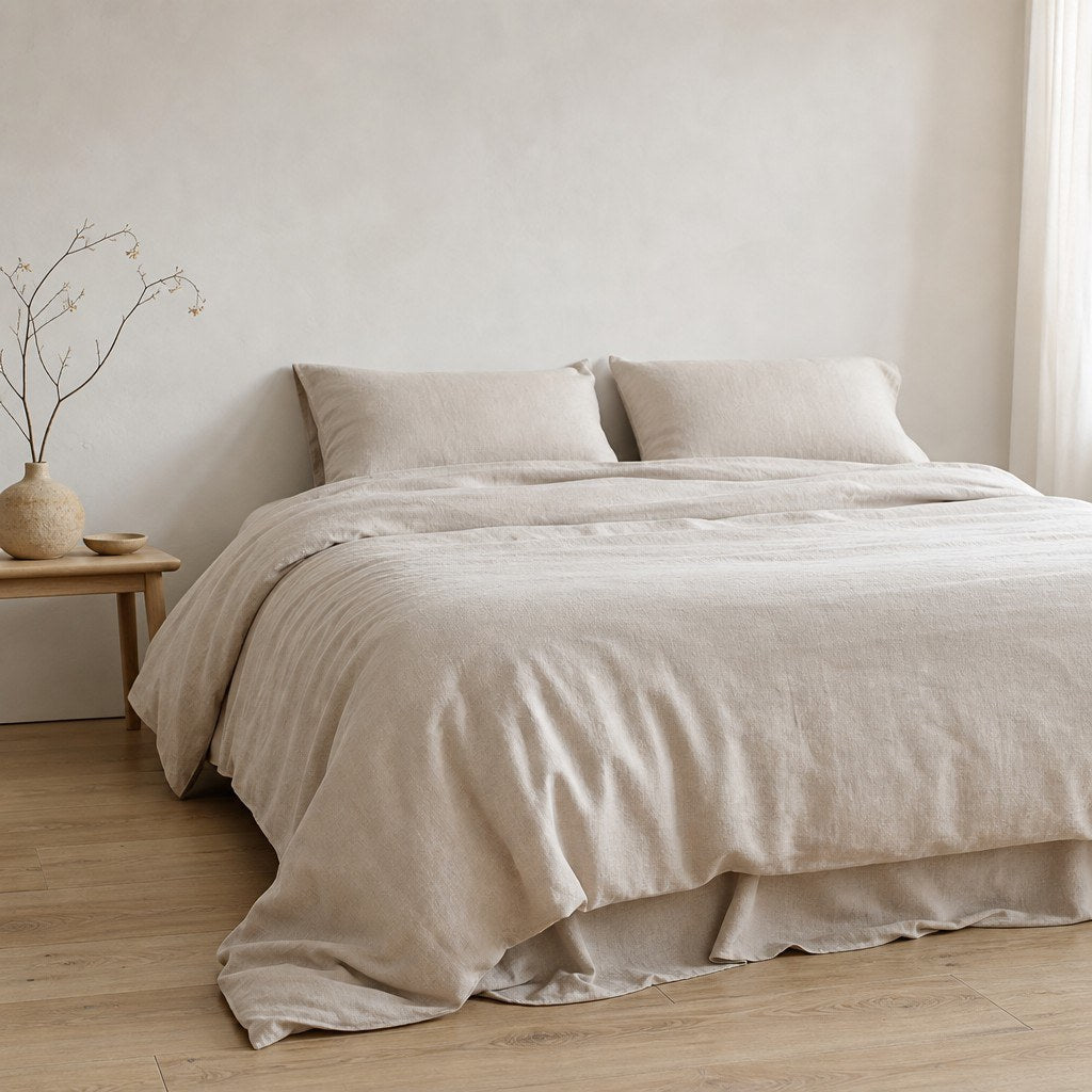Cottara Washed Cotton Bedding Set Soft Breathable Bed Linen for Cozy Dorm and Home Use G65