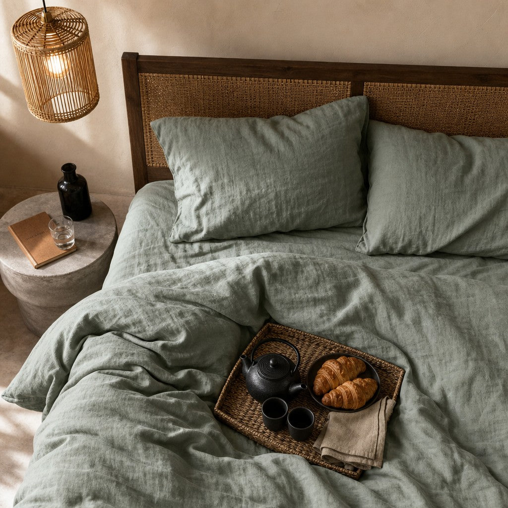 Cottara Washed Cotton Bedding Set Soft Breathable Bed Linen for Cozy Dorm and Home Use G65