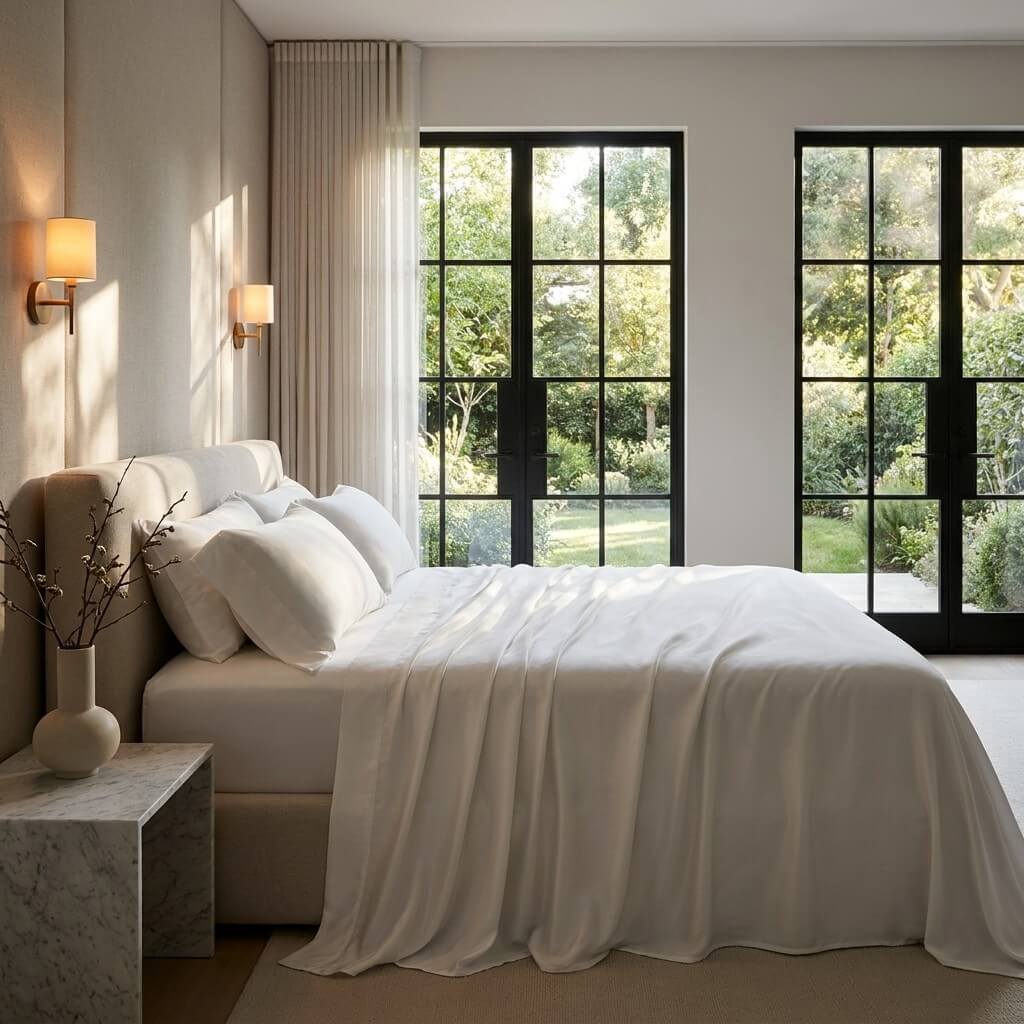 Qelune Bamboo Sheet Set 鈥?Cooling Organic Bamboo Bedding in Soft White