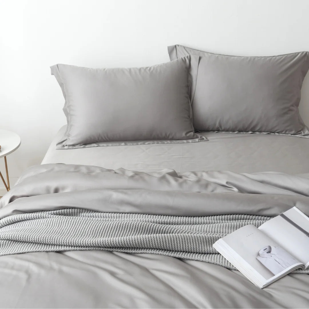 Bamboo Quilt Cover Set - Stone Grey