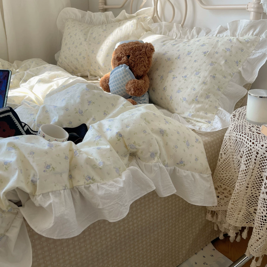 Roselle Floral Pure Cotton Ruffle Bedding Set G88