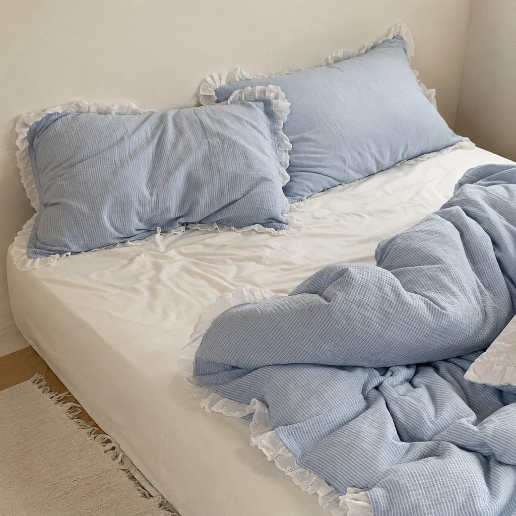 Roselle Simple Blue Bedding Set with Pure Cotton Sheets Suitable for Modern Homes G108