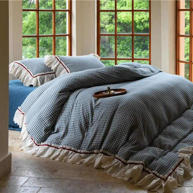 Roselle French Cottage Double Gauze Cotton Ruffle Bedding Set G110