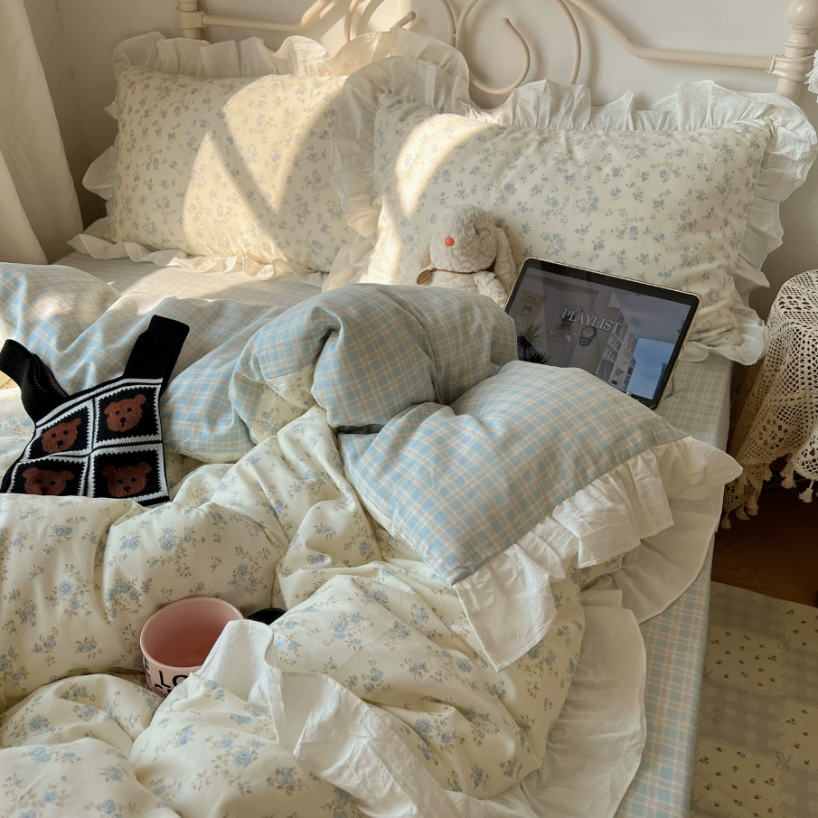 Roselle Floral Pure Cotton Ruffle Bedding Set G88