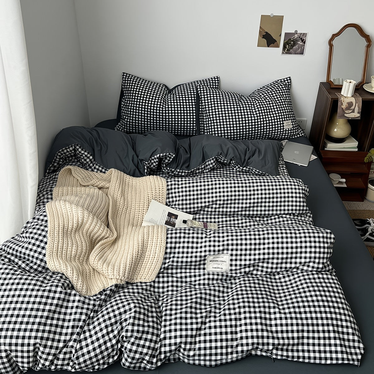 Classic Black Gingham Bedding Set