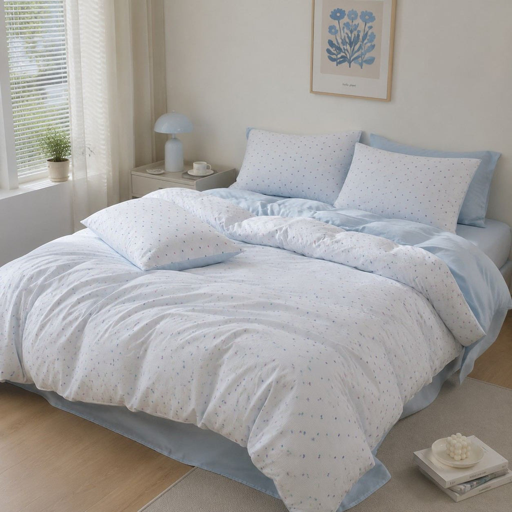 Vireza Washed Cotton Jacquard Bedding Set with Soft Breathable for All Seasons G101