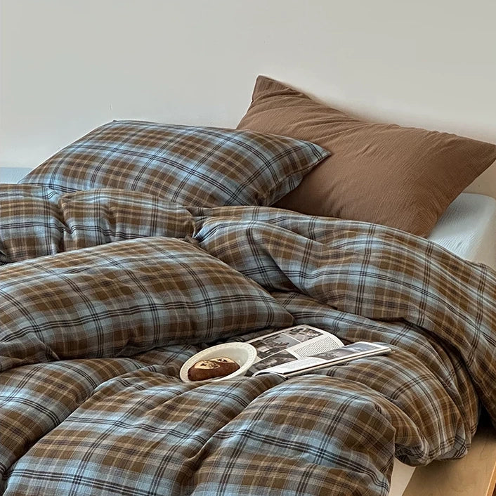 Vintora Classic Check Cotton Bedding Set in Yarn Dyed Washed Cotton for Everyday Comfort G104