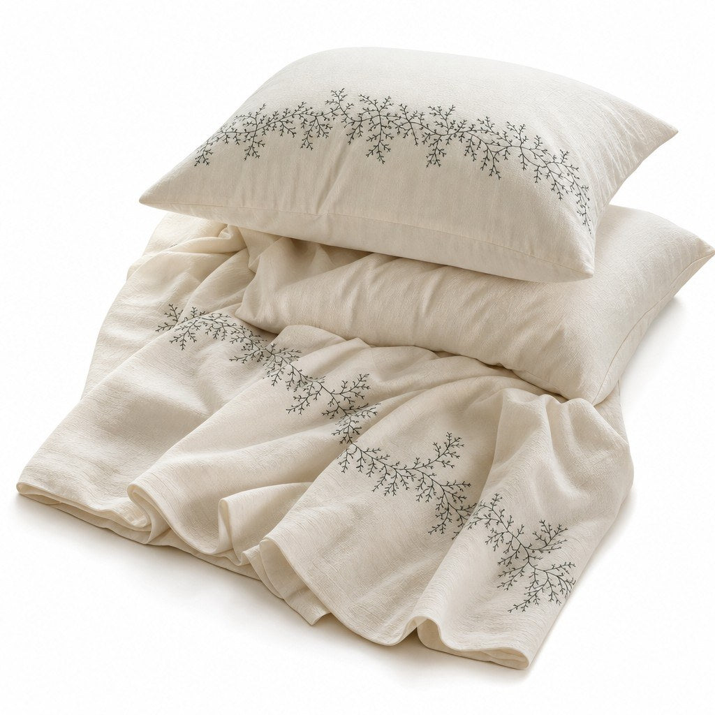 Roselle Southern French Embroidered Cotton Bedding Set Long Staple Floral Set G66
