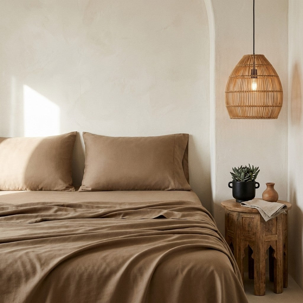 Qelune Bamboo Sheet Set – Cooling Organic Bamboo Bedding in Elegant Walnut