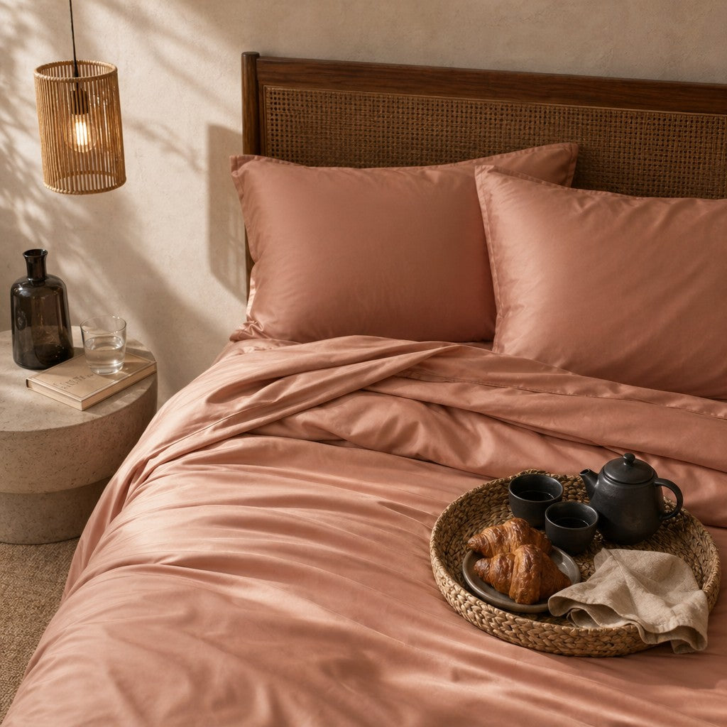 Qelune Bamboo Duvet Cover Set 鈥?Cooling Organic Bamboo Bedding in Clay