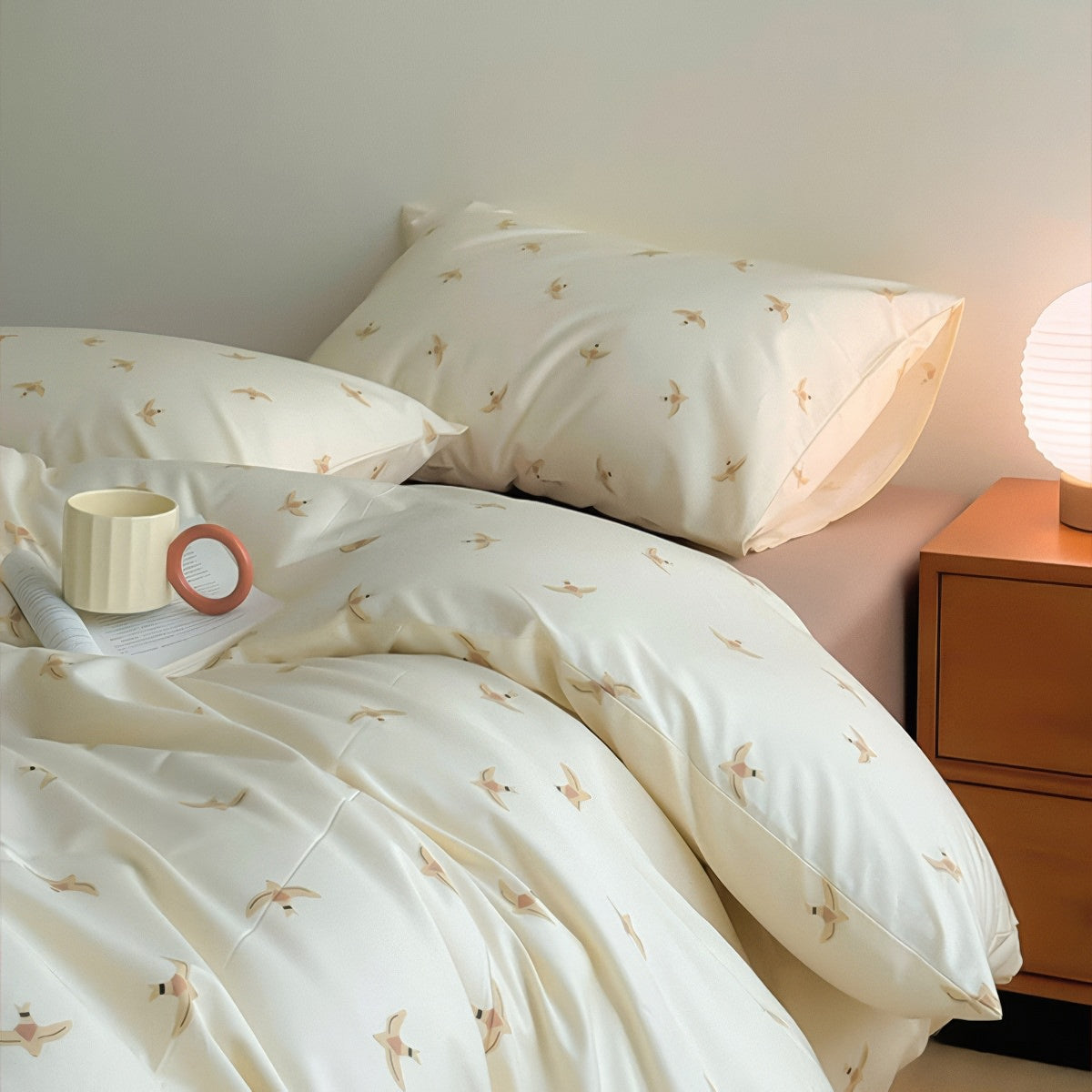 Swallow Bird Print Cotton Bedding Set