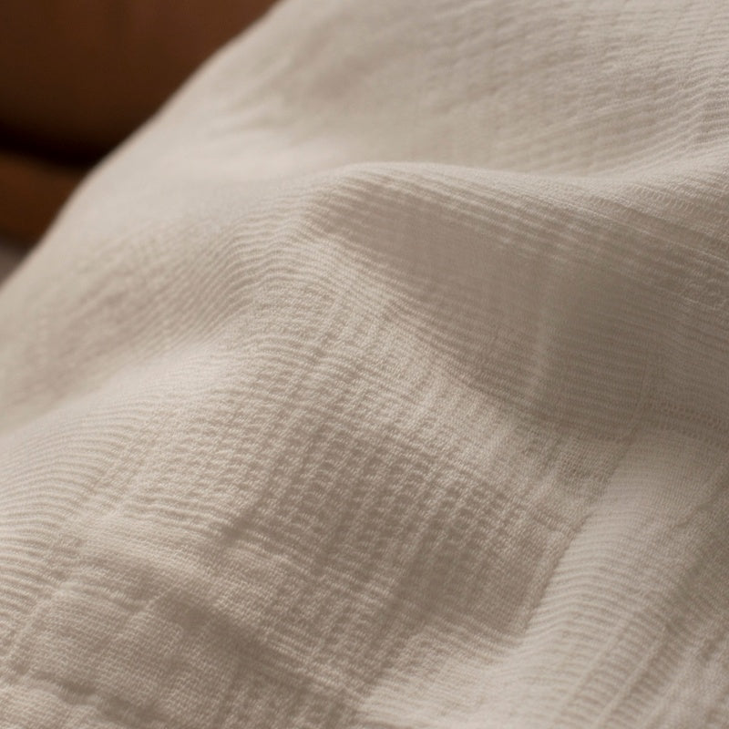 Cottara Pure Cotton White Bedding Set – Textured Japandi Style Bed Linen Set for All Season Home Comfort G64