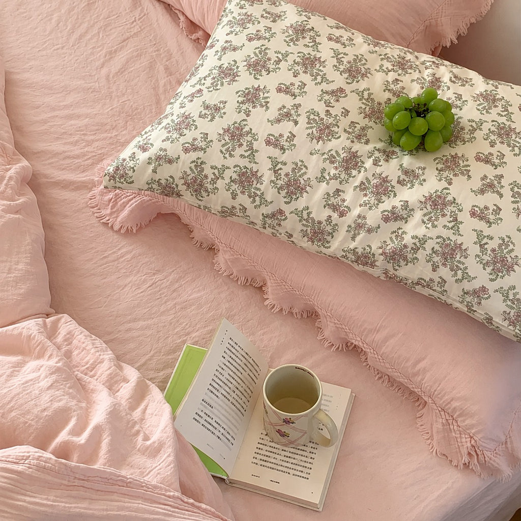 Roselle Pastel Color Ruffle Cotton Bedding Set G114