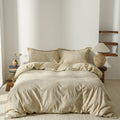Glacier Vein Jacquard Cotton Duvet Cover Set - Sand Beige