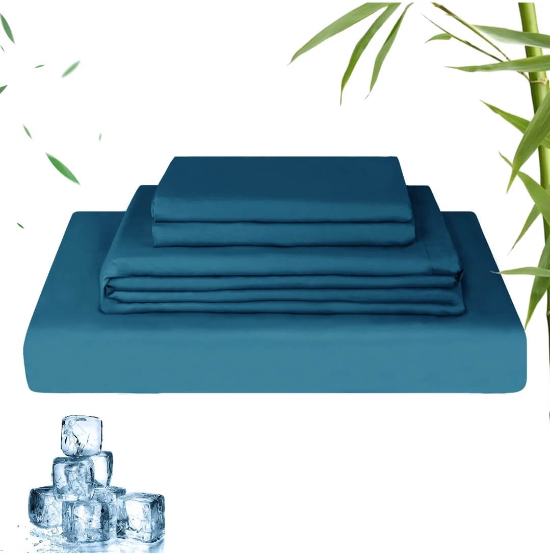Bamboo Blend Bedsheet Set - Ultra Soft Microfiber Bedding Set (Biscay Blue)