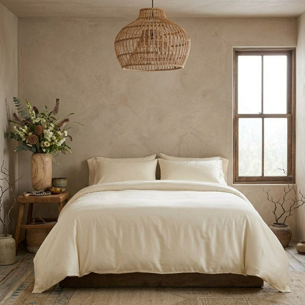 Qelune Bamboo Duvet Cover Set 鈥?Cooling Organic Bamboo Bedding in Elegant Ivory