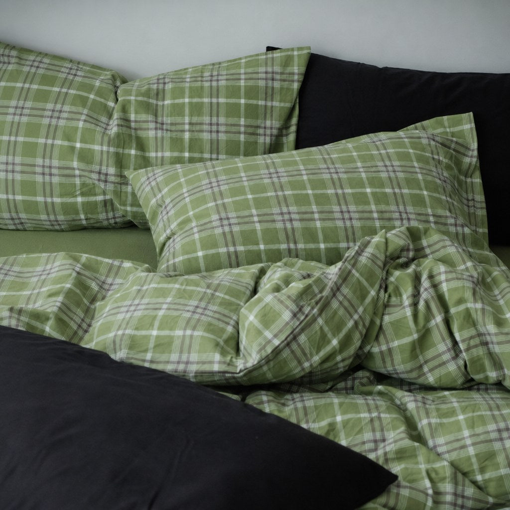 Vintora Plaid Cotton Bedding Set 4-Piece Breathable All-Season G78