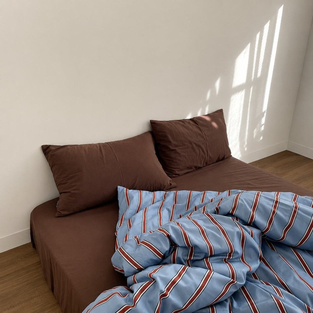 Vintora Vintage Pink and Blue Striped 100% Cotton Bedding Set G105