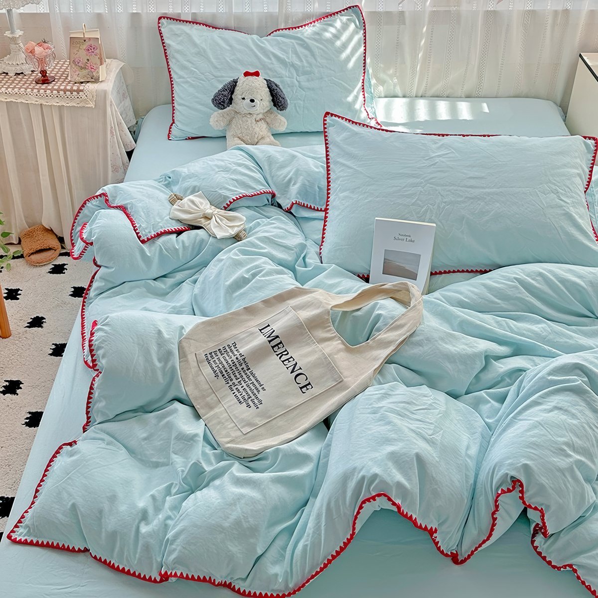 Plain Stitched Shell-Edge Bedding Set