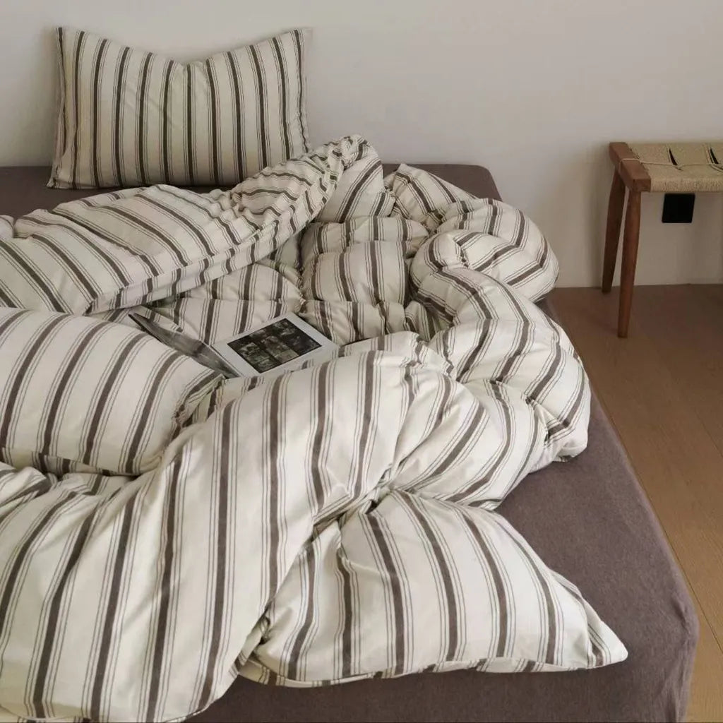 Natural Striped Bedding Set